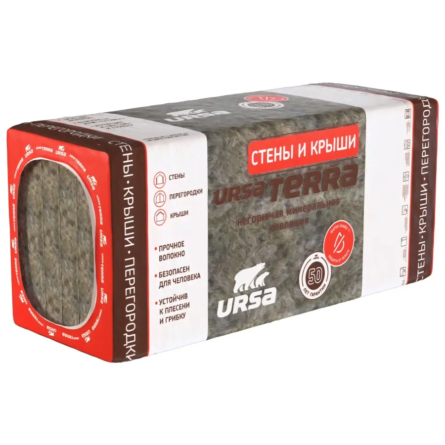 Утеплитель URSA Terra PN36 Стены и Крыши 50х610х1250мм (7,62м2)